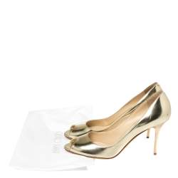 مملوكة مسبقًا Jimmy Choo Metallic Gold Leather Evelyn Peep Toe Pumps Size 40