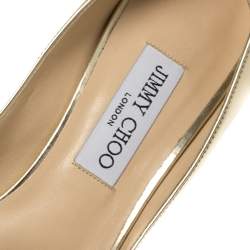 مملوكة مسبقًا Jimmy Choo Metallic Gold Leather Evelyn Peep Toe Pumps Size 40