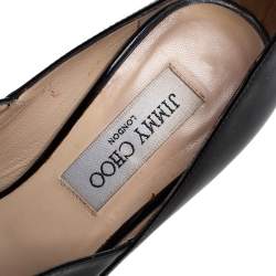 Jimmy Choo Black Patent Leather Gesture Cross Strap Peep Toe Pumps Size 36