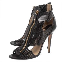 Pre Owned Jimmy Choo Black Leather Gladiator Sandals Size 39