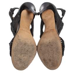 Pre Owned Jimmy Choo Black Leather Gladiator Sandals Size 39