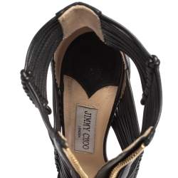 Pre Owned Jimmy Choo Black Leather Gladiator Sandals Size 39