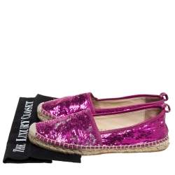 Jimmy Choo Pink Sequin Espadrille Flats Size 38.5