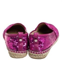 Jimmy Choo Pink Sequin Espadrille Flats Size 38.5