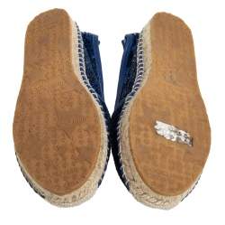 Pre Owned Jimmy Choo Blue Sequin Paksa Flat Espadrilles Size 38