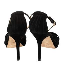 Pre Owned Jimmy Choo Black Suede Marion Platform Ankle Strap Sandals Size 36