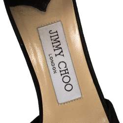 Pre Owned Jimmy Choo Black Suede Marion Platform Ankle Strap Sandals Size 36