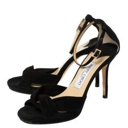 Pre Owned Jimmy Choo Black Suede Marion Platform Ankle Strap Sandals Size 36
