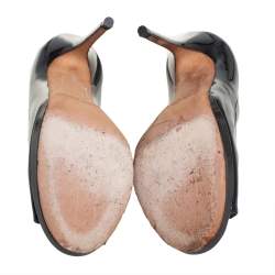 Pre Owned Jimmy Choo Black Patent Leather Gesture Cross Strap Peep Toe Pumps Size 36.5