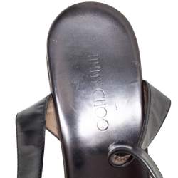 Pre Owned صندل جيمي تشو سيور متعاكسة كعب روكي جلد فضي ميتاليك مقاس 36.5