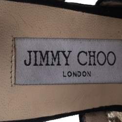 Pre Owned صندل جيمي تشو سويدي أسود ودانتيل مقاس 38.5