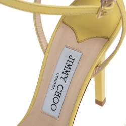 Pre Owned Jimmy Choo Yellow Leather Minny Sandals Size 39.5
