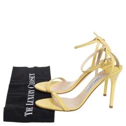 Pre Owned Jimmy Choo Yellow Leather Minny Sandals Size 39.5
