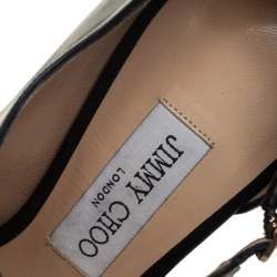 Pre Owned Jimmy Choo Black Leather Wide Ankle Strap Pumps Size 39