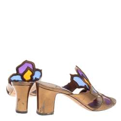 Pre Owned Jimmy Choo Multicolor Leather and PVC Lisa Slide Sandals Size 39.5