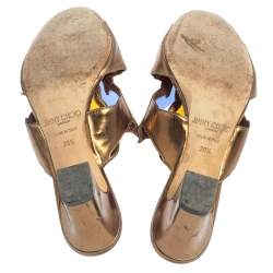 Pre Owned Jimmy Choo Multicolor Leather and PVC Lisa Slide Sandals Size 39.5