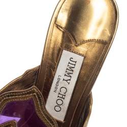 Pre Owned Jimmy Choo Multicolor Leather and PVC Lisa Slide Sandals Size 39.5