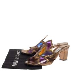 Pre Owned Jimmy Choo Multicolor Leather and PVC Lisa Slide Sandals Size 39.5