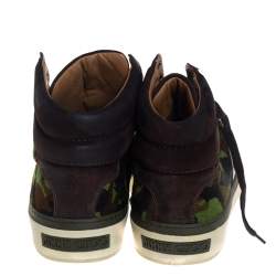 مملوكة مسبقًا Jimmy Choo Camouflage Printed Pony Hair Belgravia High Top Sneakers Size 43