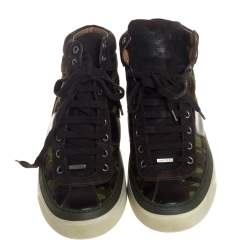 مملوكة مسبقًا Jimmy Choo Camouflage Printed Pony Hair Belgravia High Top Sneakers Size 43