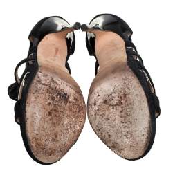 مملوكة مسبقًا Jimmy Choo Black Suede Strappy Sandals Size 34