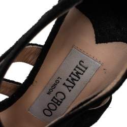 مملوكة مسبقًا Jimmy Choo Black Suede Strappy Sandals Size 34