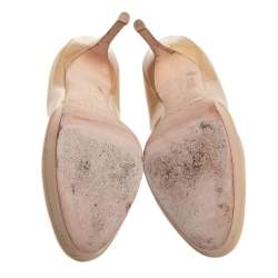 Pre Owned Jimmy Choo Nude Patent Leather Cosmic Platform Pumps Size 37