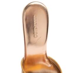 Pre Owned Jimmy Choo Beige Patent Leather Perfume Cork Wedge Slide Sandals Size 39