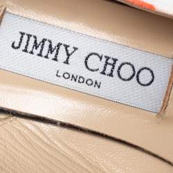 Pre Owned Jimmy Choo Multicolor Canvas Espadrille Wedge Slingback Sandals Size 38