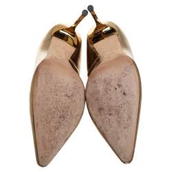 Pre Owned Jimmy Choo Gold Leather Romy Pointed Poe Pumps Size 40.5