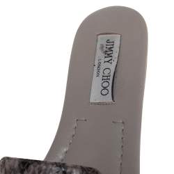 مملوكة مسبقًا Jimmy Choo Grey/Black Python Embossed Leather Nanda Flat Slides Size 40