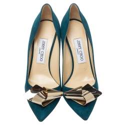 مملوكة مسبقًا حذاء كعب عالي جيمي تشو فيسنا سويدي أخضر مقاس 37.5 