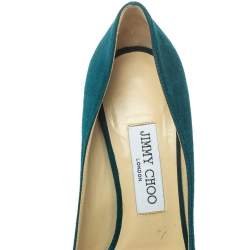 مملوكة مسبقًا حذاء كعب عالي جيمي تشو فيسنا سويدي أخضر مقاس 37.5 