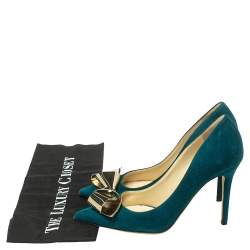 مملوكة مسبقًا حذاء كعب عالي جي مي تشو فيسنا سويدي أخضر مقاس 37.5 