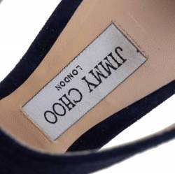 Pre Owned Jimmy Choo Navy Blue Suede Lana Open Toe Sandals Size 37.5