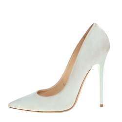 Pre Owned Jimmy Choo Pale Green Suede Romy Pumps Size 38