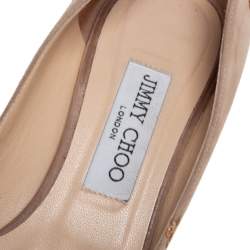 مملوكة مسبقًا حذاء كعب عالي جيمي تشو ايسمي غليتر و سويدي بيج مقاس 39.5