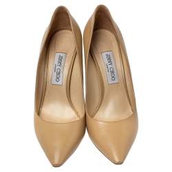 Pre Owned Jimmy Choo Beige Leather Romy Pumps Size 40.5