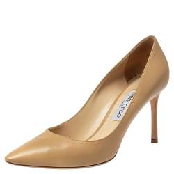 Pre Owned Jimmy Choo Beige Leather Romy Pumps Size 40.5