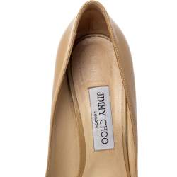 Pre Owned Jimmy Choo Beige Leather Romy Pumps Size 40.5