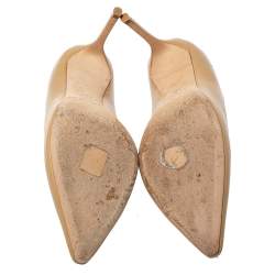 Pre Owned Jimmy Choo Beige Leather Romy Pumps Size 40.5