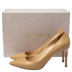 Pre Owned Jimmy Choo Beige Leather Romy Pumps Size 40.5
