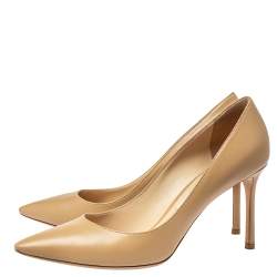 Pre Owned Jimmy Choo Beige Leather Romy Pumps Size 40.5