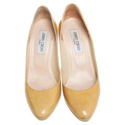 Jimmy Choo Yellow Patent Leather Cosmic Platform Pumps Size 39.5