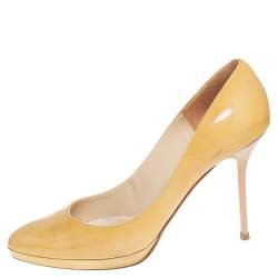Jimmy Choo Yellow Patent Leather Cosmic Platform Pumps Size 39.5