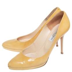 Jimmy Choo Yellow Patent Leather Cosmic Platform Pumps Size 39.5