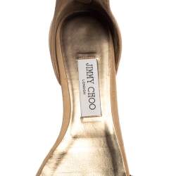 Pre Owned Jimmy Choo Beige Suede Kimro Fringe Ankle Cuff Flat Sandals Size 38.5