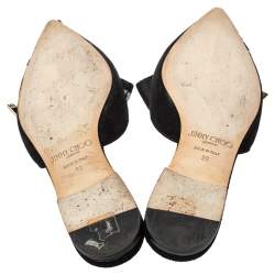 Pre Owned Jimmy Choo Black Suede And Nylon Strap Gretchen Flat Mules Size 39