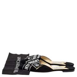 Pre Owned Jimmy Choo Black Suede And Nylon Strap Gretchen Flat Mules Size 39