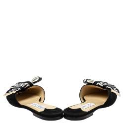 Pre Owned Jimmy Choo Black Suede And Nylon Strap Gretchen Flat Mules Size 39